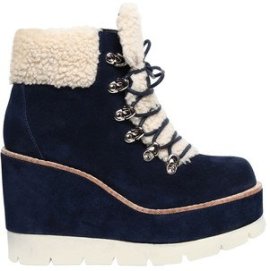 Jeffrey Campbell 80MM FOWLER SUEDE &amp; FAUX SHEARLING BOOTS